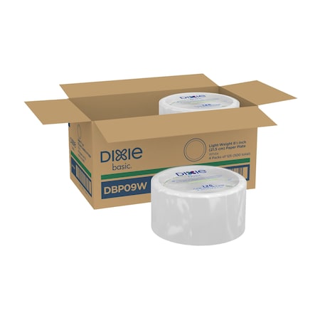 Dixie Disposable Paper Plate, 8 1/2 in, White, PK500 DBP09W