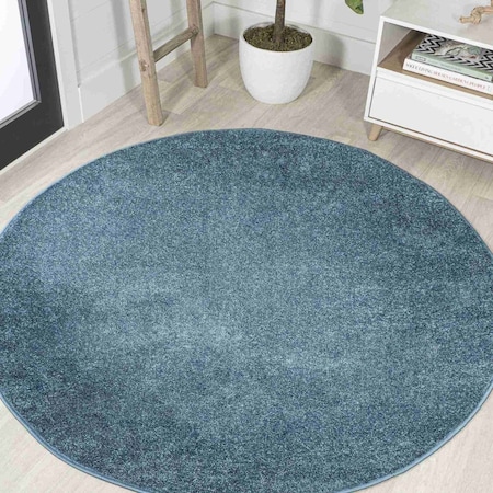 Jonathan Y Haze Solid Low-Pile Turquoise 8 ft Round Area Rug SEU100H-8R