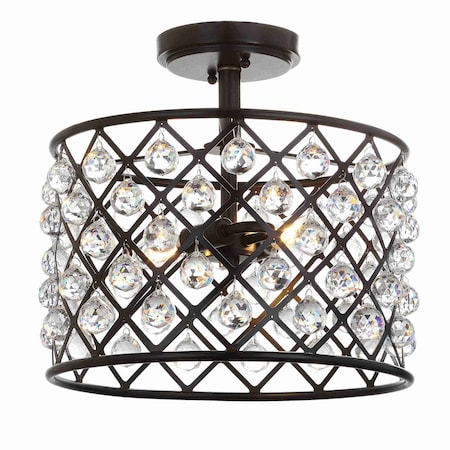 Jonathan Y Gabrielle 14.5" Crystal/Metal LED Semi-Flush Mount, Oil Rubbed Bronze JYL9023A