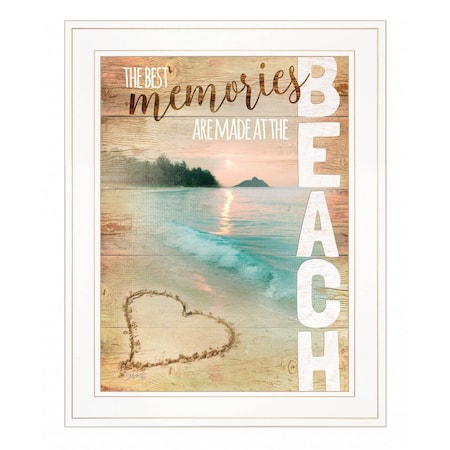 Homeroots Beach Memories 1 White Framed Print Wall Art 407763
