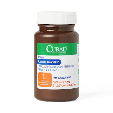 Medline Packing Strip Gauze, Plain, 1/2in x 5 yd, Sterile, 12PK NON255125