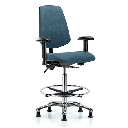 Blue Ridge Ergonomics Fab Hi Bench Chair, Med, Bk, CF, Glds, Blu, 6-Way Adjustable, 26" to 35-1/2" Height, Blue BR-FHBCH-MB-CR-T1-A1-CF-RG-F43