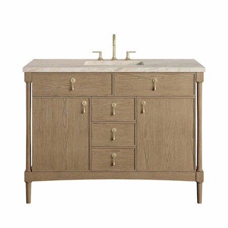 James Martin Vanities Kinnsden 48" Single Vanity, Weathered Oak w/ 3 CM Tajnar Eclos Top D680-V48-WTO-3TJR