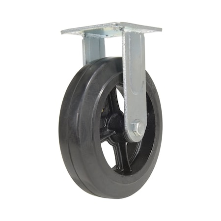 Vestil Rubber Rigid Caster 8 In. Diameter x 2 In. Width 551 Lb. Capacity Black CST-VE-8X2MR-R