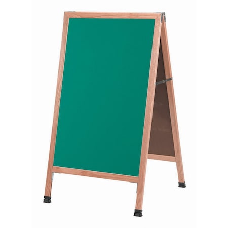 Aarco A-Frame Sidewalk Board, Green Composition Chalkboard and Solid Red Oak Frame, 42''Hx24''W A-1G