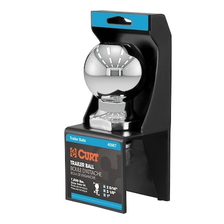 Curt Hitch Ball, 2-5/16 in Dia Ball, 1 in Dia Shank, 7500 lb Gross Towing, 250 ft-lb Tongue Load, Steel 40067