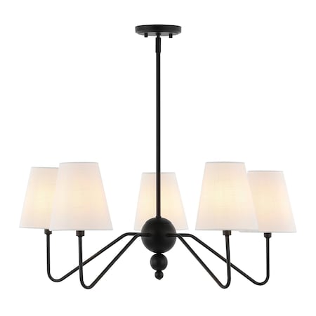 Jonathan Y Skylar 32" 5-Light Classic Minimalist Metal Inverted Gourd LED Chandelier, Black JYL7912A