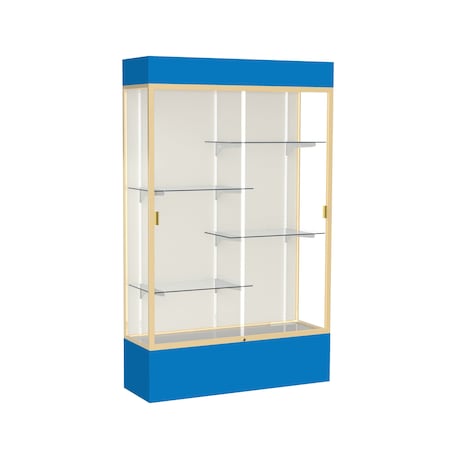 Ghent Lighted Floor Display Case 48x80x16, Plaque 3174PB-GD-RY
