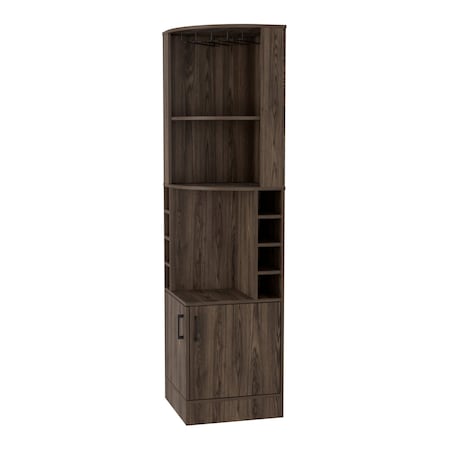 Homeroots 71in Walnut Wood Corner Bar Cabinet With Two Doors 535088