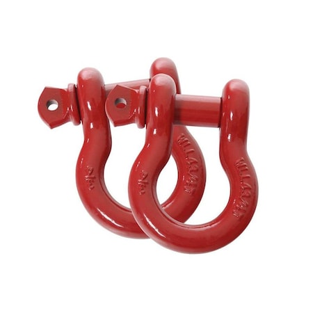 Overland Vcl D-Ring, With 3/4 Inch Pin; 4.75 Ton Weight Rating; Powder Coated Gloss; Red; Steel; Set Of 19010204
