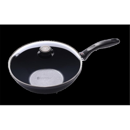 Swiss Diamond 11 in. Induction Nonstick Wok with Lid 61128ic