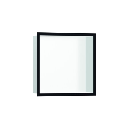 Hansgrohe XtraStoris Individual Wall Niche Matte White with Design Frame 12"x 12"x 4" in Matte Black 56099670
