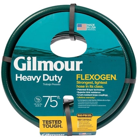 Gilmour 75 ft L Garden Hose, Vinyl Tube, Green 864751-1001