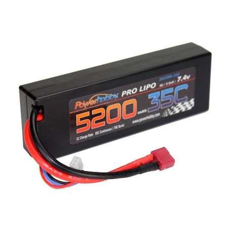 Power Hobby 5200mAh 7.4V 2S 35C LiPo Hard Case Battery with Hardwire PHB2S520035CDNS