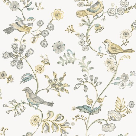 Chesapeake Jinjur Light Yellow Bird Trail Wallpaper 3122-10800