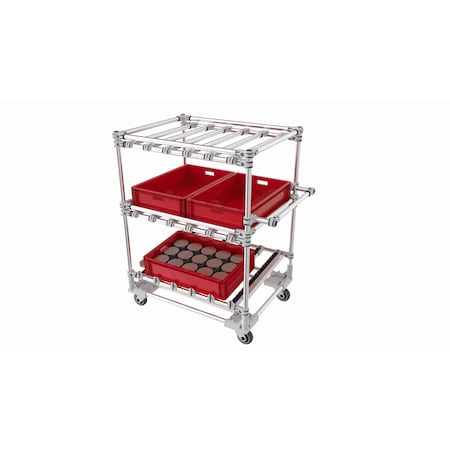 Trilogiq 3-Level Closed Tubular Cart Including 1 Fifo Level And Horizontal Hand Bar. 32A-4