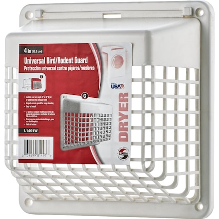 Lambro 4'' White Plastic Universal Hinged Vent Guard 1491WG