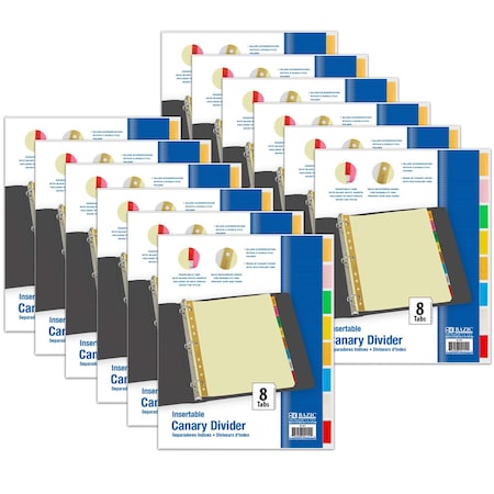 Bazic Products Canary Paper Dividers with Insertable Color Tabs, 96PK 2151