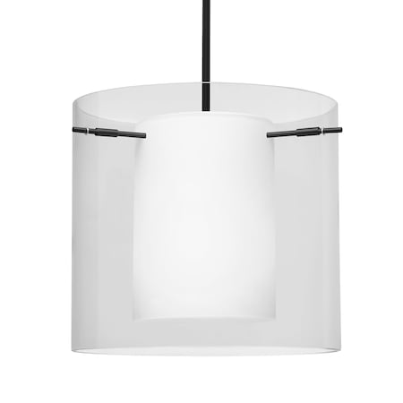 Besa Lighting Besa Pahu 12 Stem Pendant, Clear/Opal, Black Finish, 1x 11W LED 1TT-C18407-LED-BK