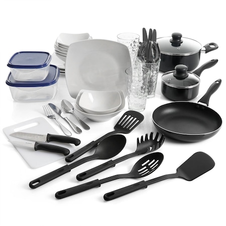 Gibson All U Need 45 Piece Dinnerware Cookware Combo Set in White 750112763M