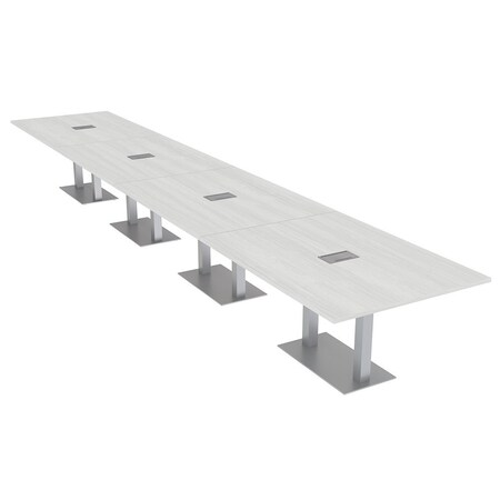 Skutchi Designs Rectangle Conference Table With Power, 48 in W, 240 in L, White HAR-REC-48X240-DOU-WA7976-ESIL