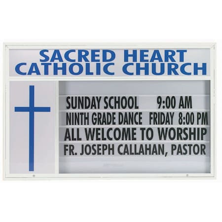 Aarco 86 in W, 52 in H, White Translucent Letterboard/White Translucent Powder Coated Frame DMBS5286W