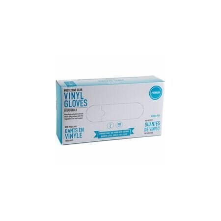Remcoda Powder-Free Vinyl Gloves, 3 mil Thickness, Large Size, For Right/Left Hand, Vinyl, Clear, 10PK VIN101-L