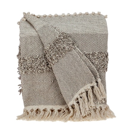 Homeroots Beige Woven Wool Solid Color Reversable Throw 478517