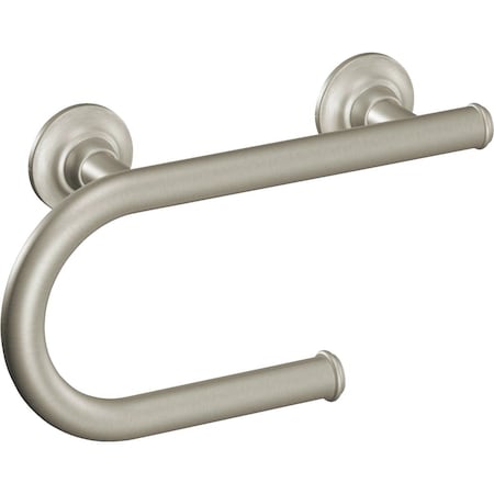Moen 8'' Grab Bar with Toilet Paper Holder Brushed Nickel LR2352DBN