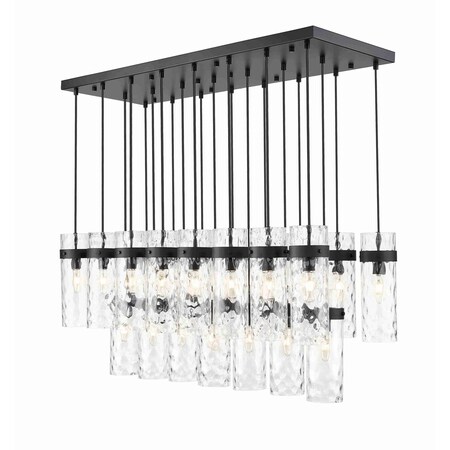 Z-Lite Fontaine 23 Light Linear Chandelier, Matte Black, 54.5 In W 7002P5-23L-MB