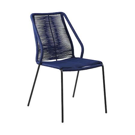 Homeroots Set of Two 22" Blue Metal Outdoor Dining Chair, 2PK 490251