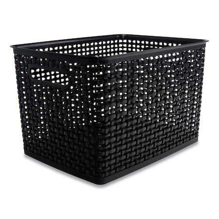 Advantus Plastic Weave Bin, Large, 13.5in x 10.5in x 8.75in, Black 36006