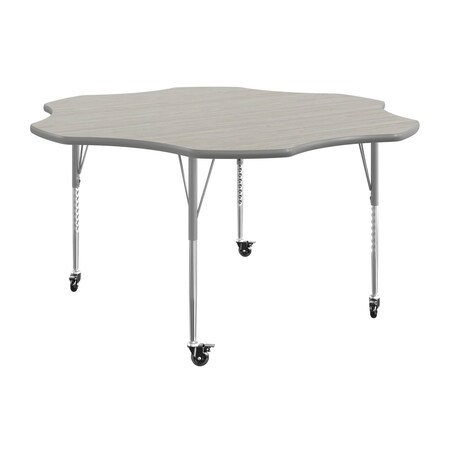 Flash Furniture Commercial Adjustable Height Flower Activity Table with Locking Casters-LT Gray XU-A60-FLR-LTGRY-T-A-CAS-GG