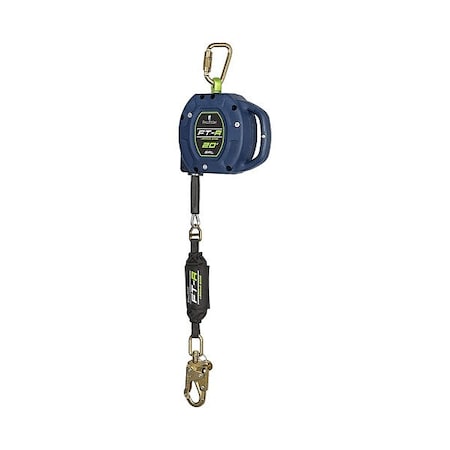 Falltech Not Applicable Self-Retracting Lifeline, 20 ft. Length, Swivel Snap Hook, Steel, 1 Leg(s) 721520LEC