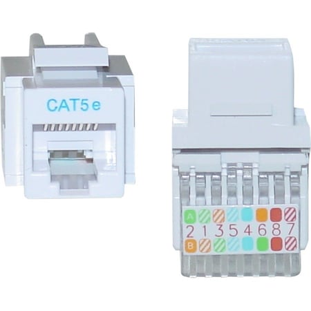 Cable Wholesale Cat5e Keystone Jack, White, Toolless, RJ45 Female 311-120WH