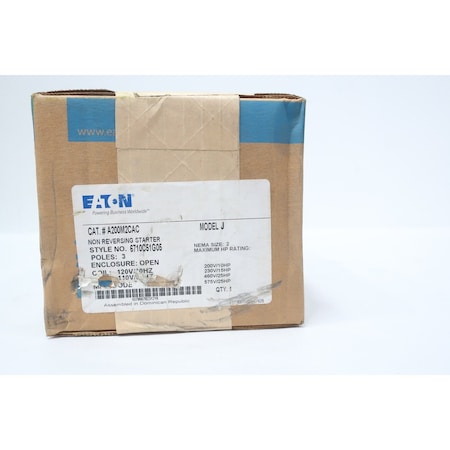 Eaton SIZE 2 NON REVERSING CONTACTOR 120V-AC 25HP A200M2CAC