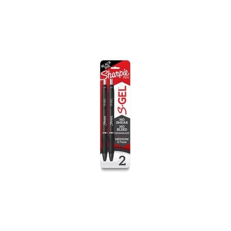 Sharpie S-Gel Pens, 0.7 mm Pen Point, Black Ink, Gel-based, Black Barrel, 6PK 2096156