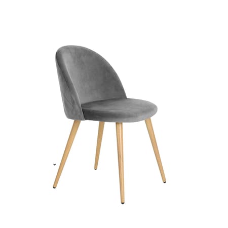 Homeroots Set of Two Gray and Oak Velvet and Metal Dining Side Chairs, 2PK 568023