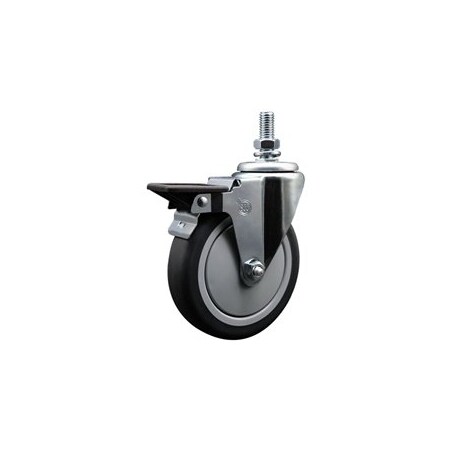 Service Caster 6 Inch Thermoplastic Rubber 10 MM Threaded Stem Caster with Brake SCC-TS20S614-TPRB-PLB-M1015