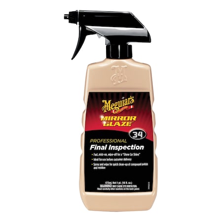 Meguiars Mirror Glaze Final Inspection Professional Spray Detailer, 16 oz Bottle, Light Milky Pink M3416