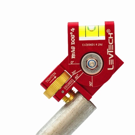 Levtech, The Pros Choice MagDog 4, Magnetic Conduit Level, 4 Angles (0 Degree, 30 Degree, 45 Degree, 90 Degree), Rare Earth Magnets, Vial 01-010-041