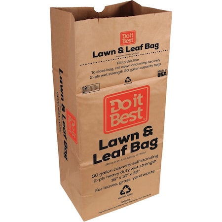 Do It Best 30 Gal. Natural Kraft Paper Yard Waste Lawn & Leaf Bag, 15-Count 90947