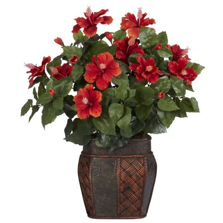 Dare2Decor Silk  Hibiscus with Vase Silk Plant DA103126