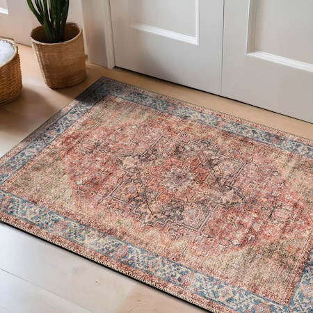 World Rug Gallery Multicolor Vintage Rug - Washable and Non-Slip, Flat Surface 2 ft x 3 ft WR172MULTI2X3