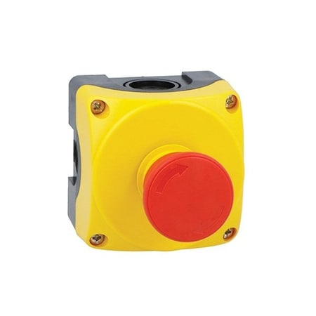 Lovato Yellow Control Station Lpzp1A5 Mushroom Pushbutton Turn-To-Release Lpcb6644 1Nc LPZP1B5603