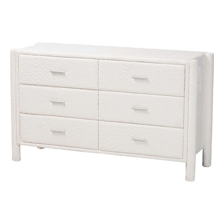 Baxton Studio Laria Modern White Teddy-Bear Fabric 6-Drawer Dresser 253-13998-ZORO