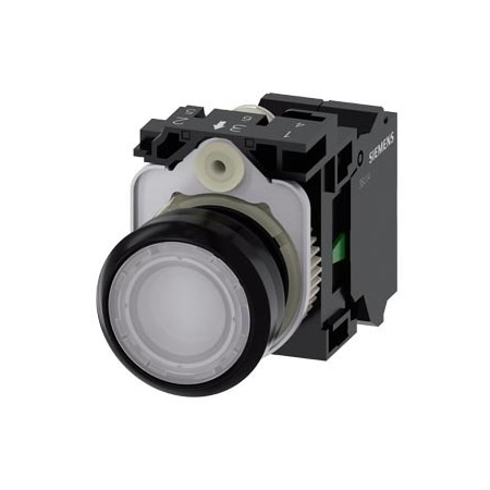 Siemens Illuminated pushbutton, 22 mm, round, plastic, white, pushbutton 3SU1102-0AB60-3BA0-ZY19
