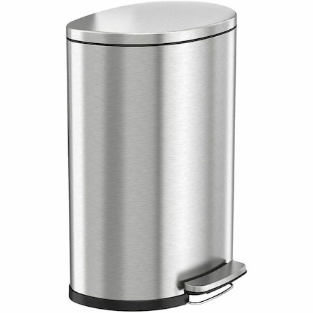 Hls Commercial 13 gal Half-Round Indoor Metal Can, Silver, Step Pedal, Stainless Steel, 19 in HLSS13DFR