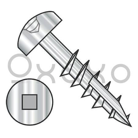 Oxoxo 6-13X1 1/2 Square Drive Pan Head Deep Thread Screw Type 17 2/3 Thread 18 8 Stainless Steel, 2500PK 629256