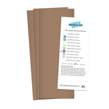 Nanolap PSA Lapping Film, 3 Pc 5 Micron (4,000 Grit), 4-0.25 in x 11 in Microfinishing Fine Sanding Paper 61562N